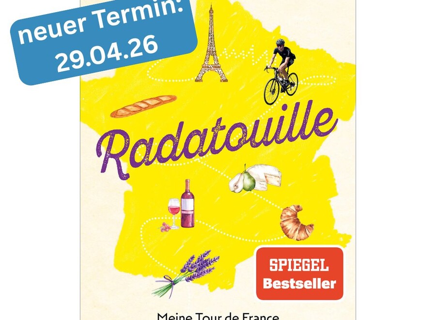 Buchcover "Radatouille" und Hinweis zum neuen Termin 29.4.26.