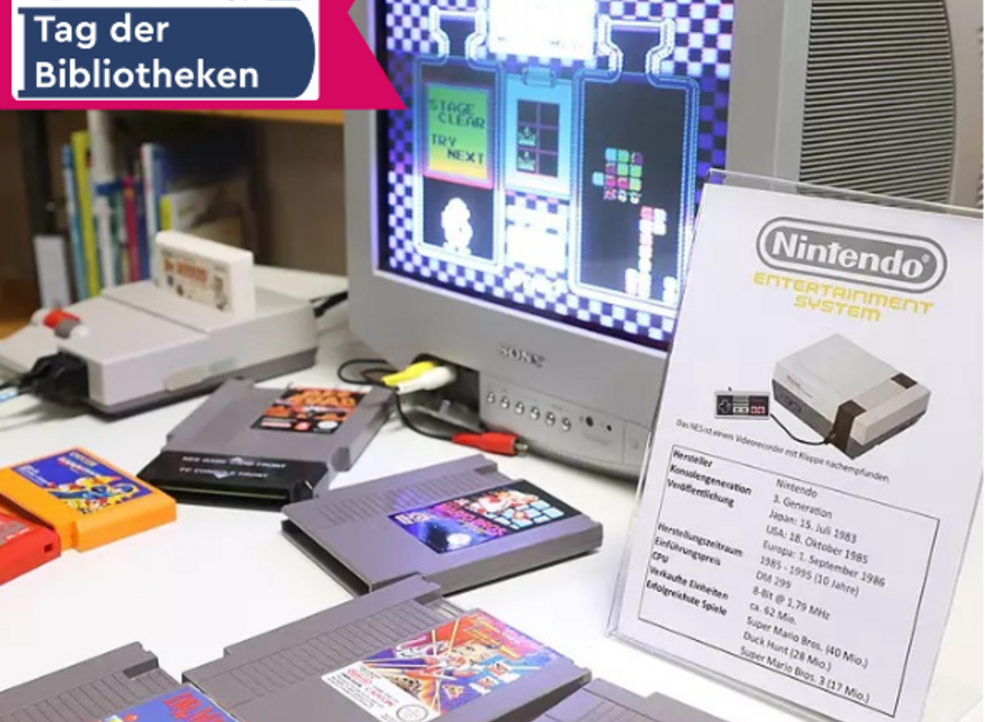 alter Bildschirm mit Retro-Spielen