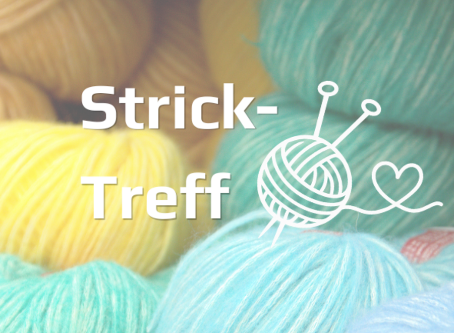 Wolle und Schriftzug "Strick-Treff"