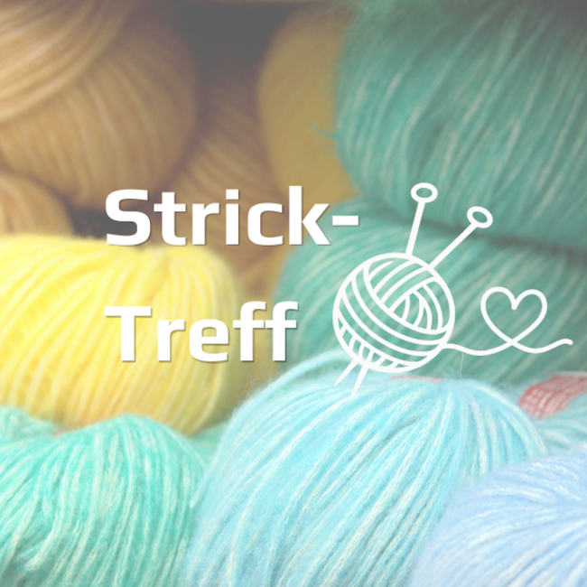 Wolle und Schriftzug "Strick-Treff"